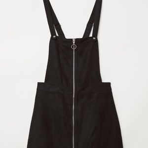 Black suede overall dress with full front zipper!